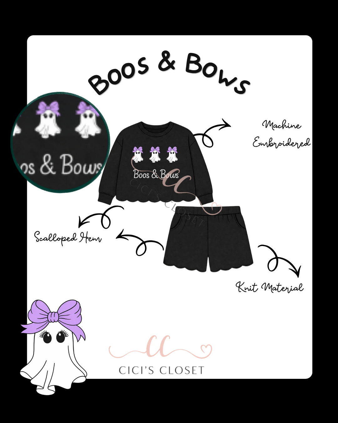 Boos And Bows Scalloped Shorts Set - ETA AUGUST