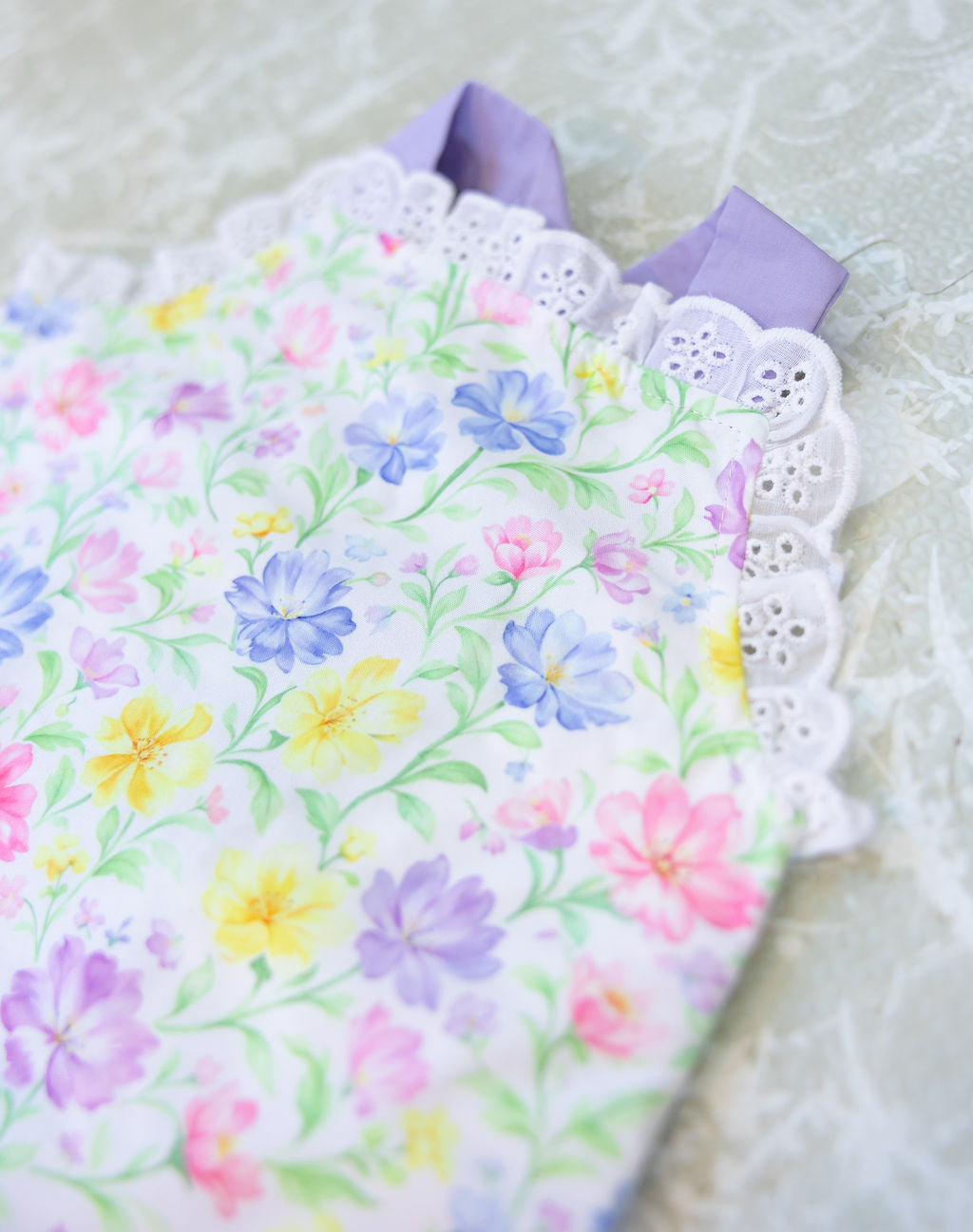 Floral Eyelet Trim Sunsuit