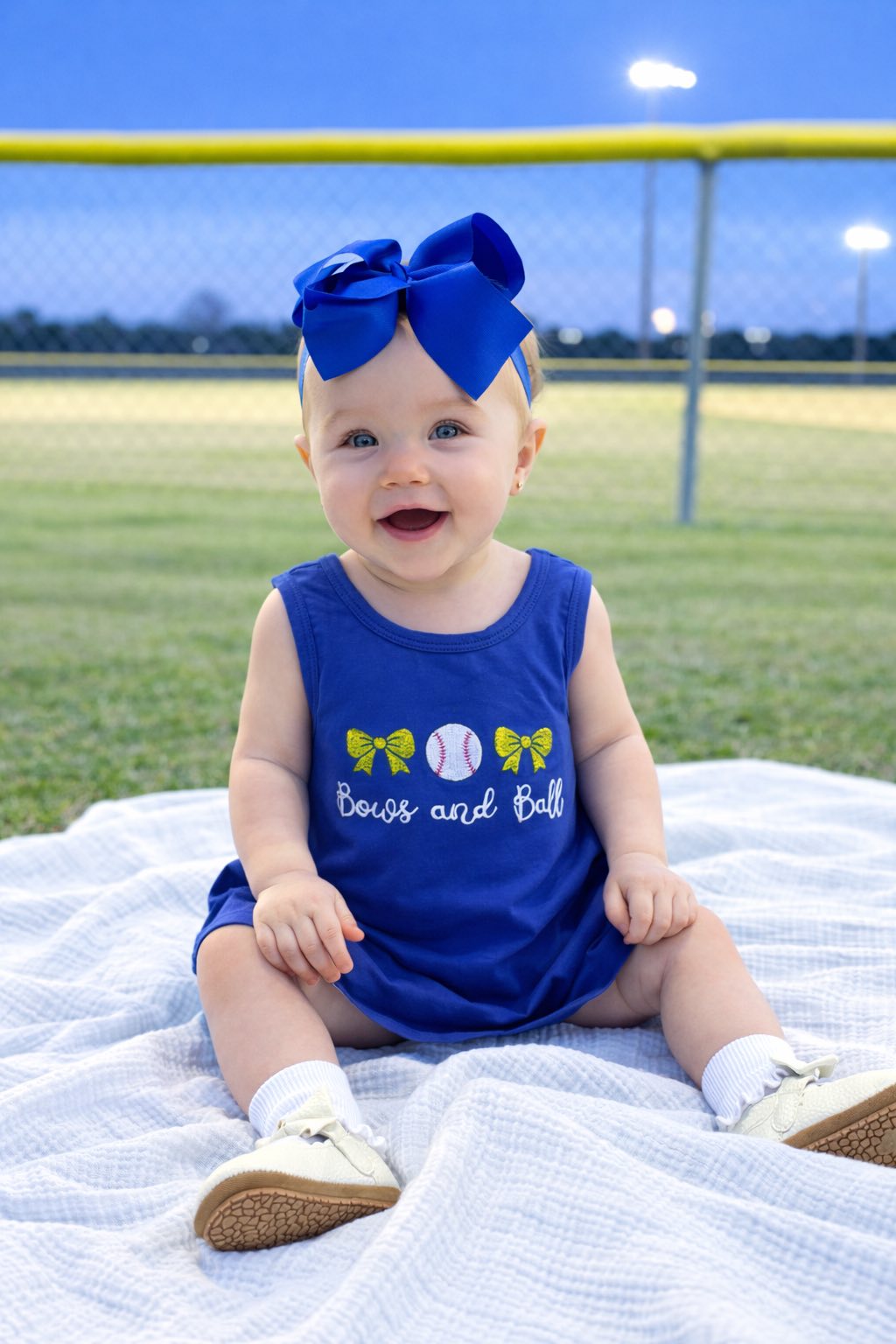 Baseball and Bows Diaper Set