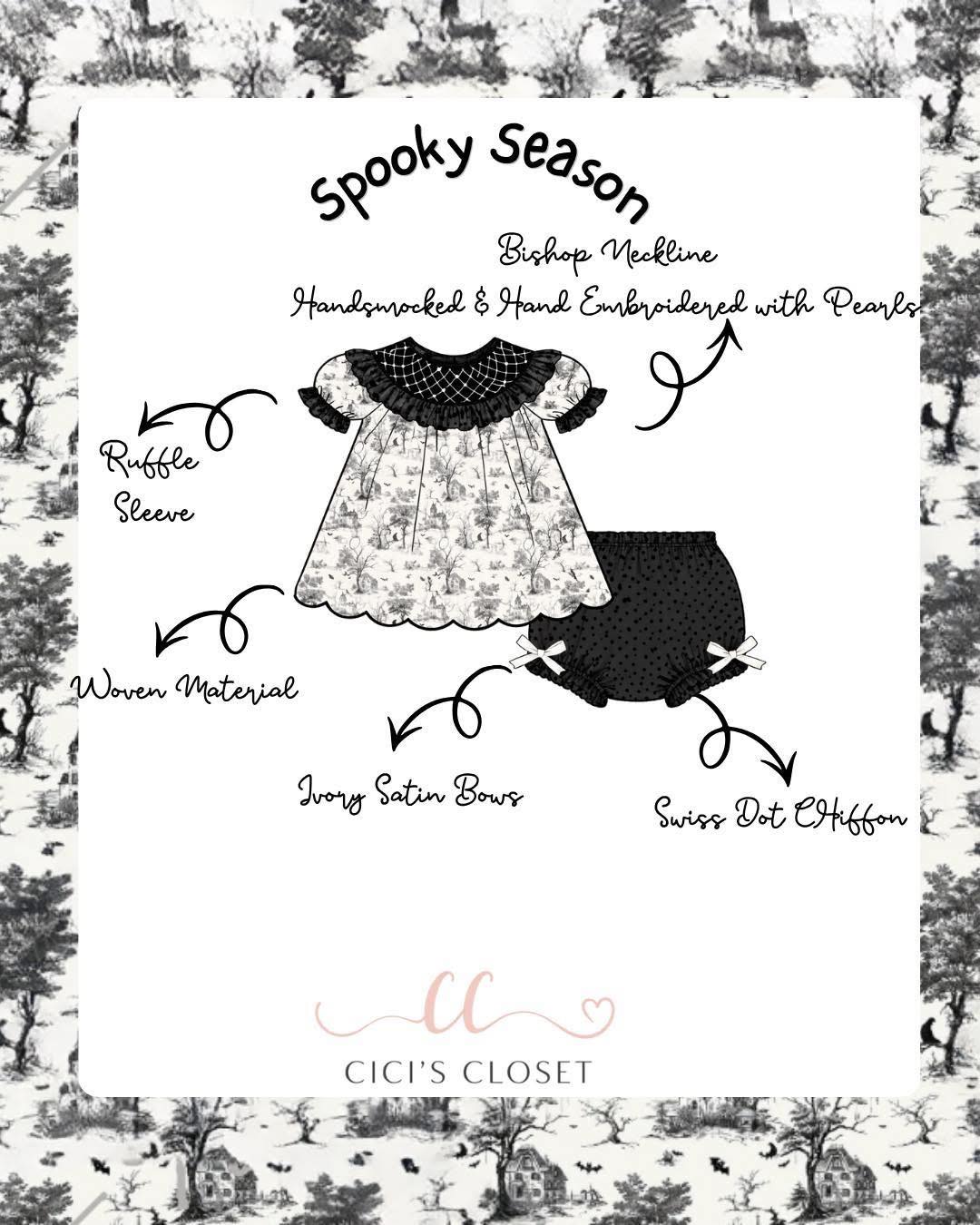 Spooky Season Halloween Toile Print Diaper Set or Dress - ETA AUGUST