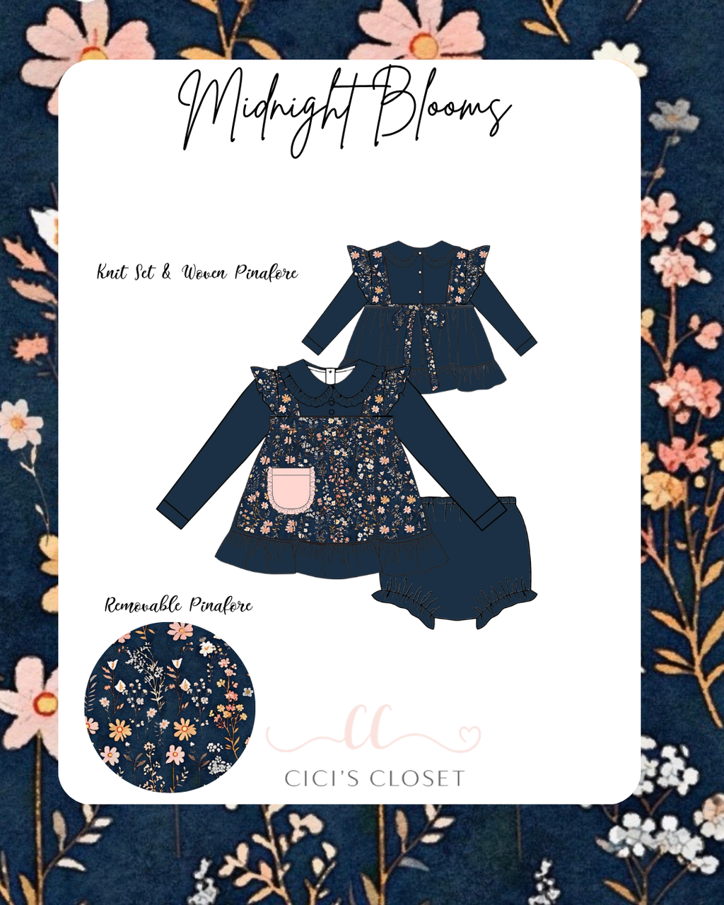 Midnight Blooms Pinafore Set - ETA OCT
