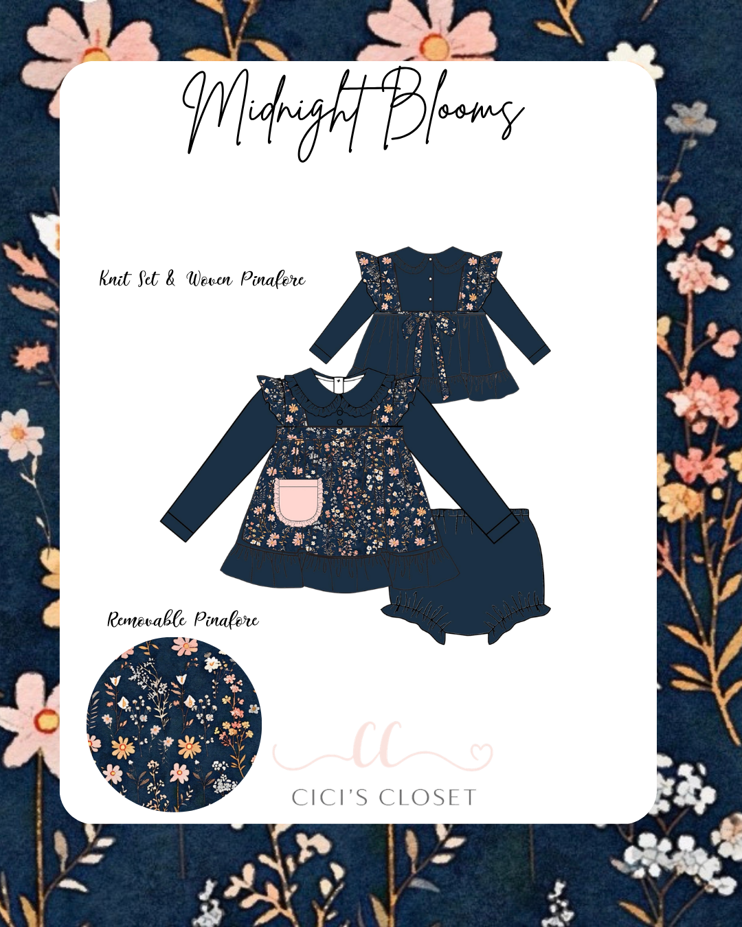 Midnight Blooms Pinafore Set - ETA OCT