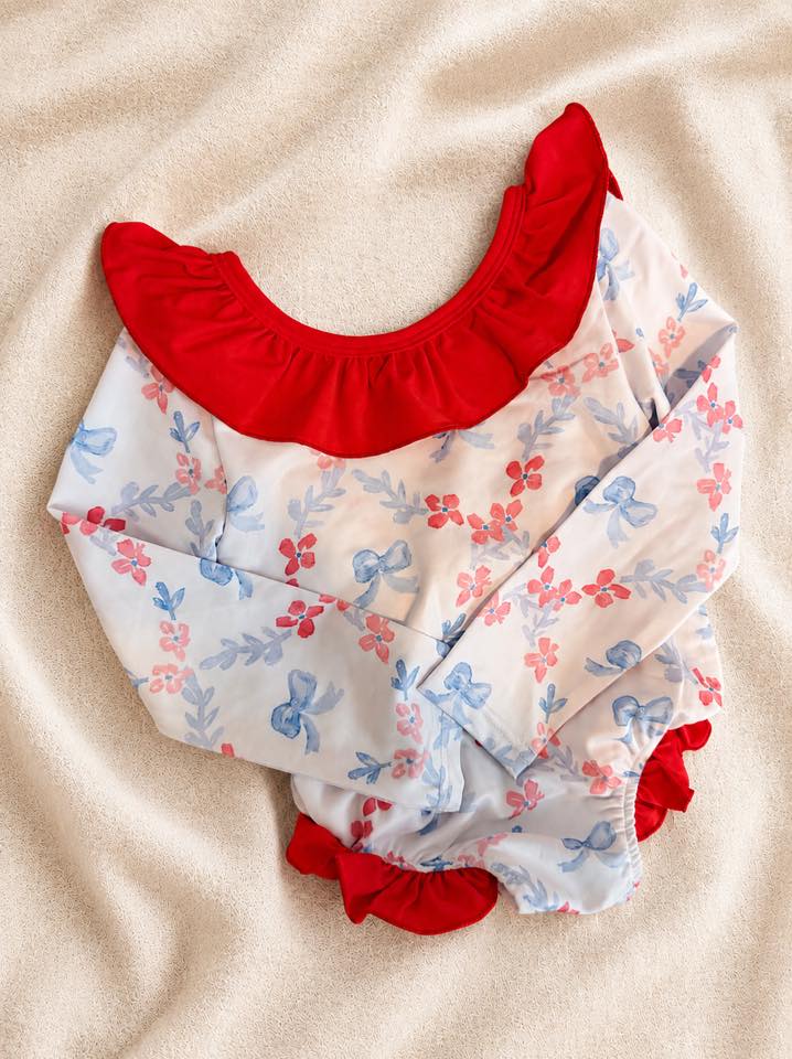 Americana Collection - Girls Long Sleeve Swim - ETA MAY