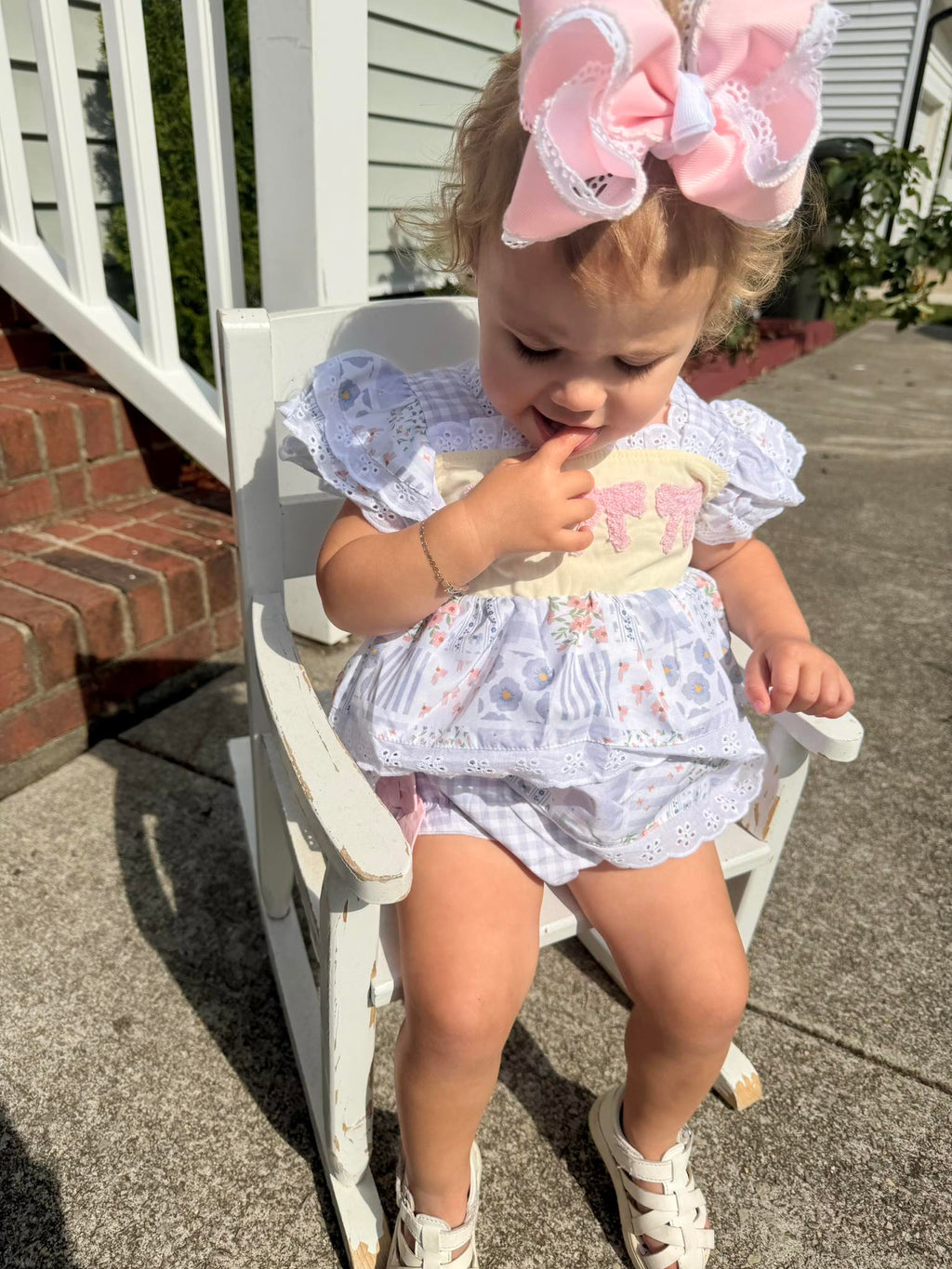 Patchwork Diaper Set with French Knot Bows