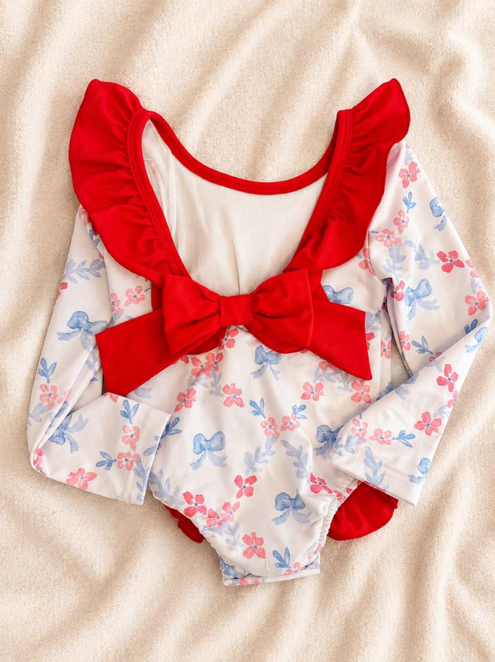Americana Collection - Girls Long Sleeve Swim - ETA MAY