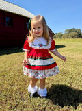 Little Miss Holly Jolly Vintage Length Dress with Diaper Cover