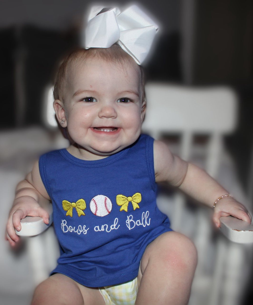 Baseball and Bows Diaper Set