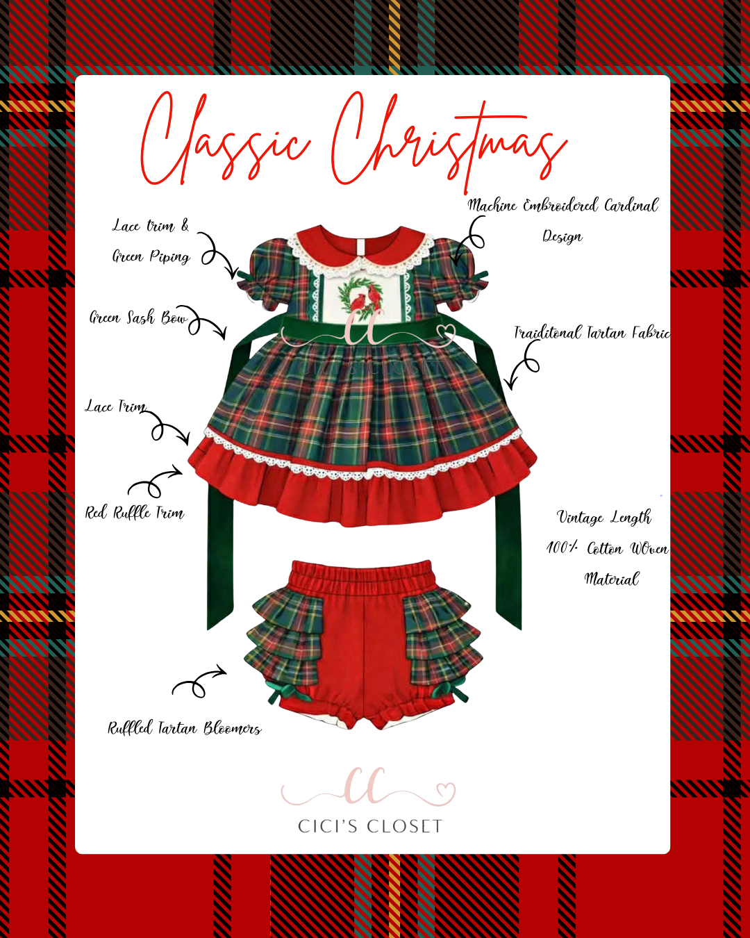 Classic Christmas Diaper Set/Dress - PRESALE