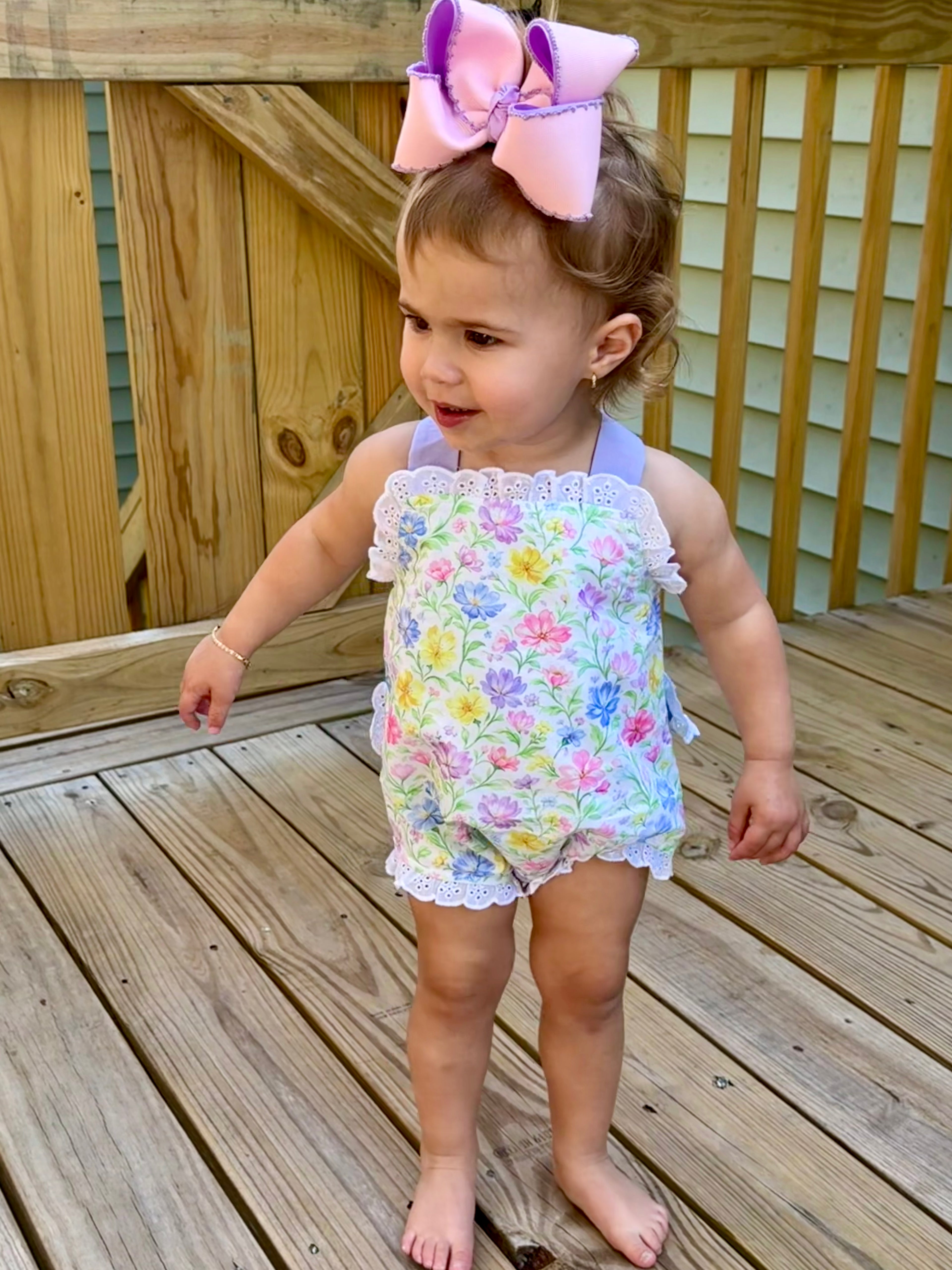 Floral Eyelet Trim Sunsuit