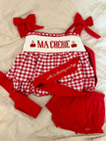 Cherry On Top Handsmocked Diaper/Bloomer Set PREORDER ETA JUNE
