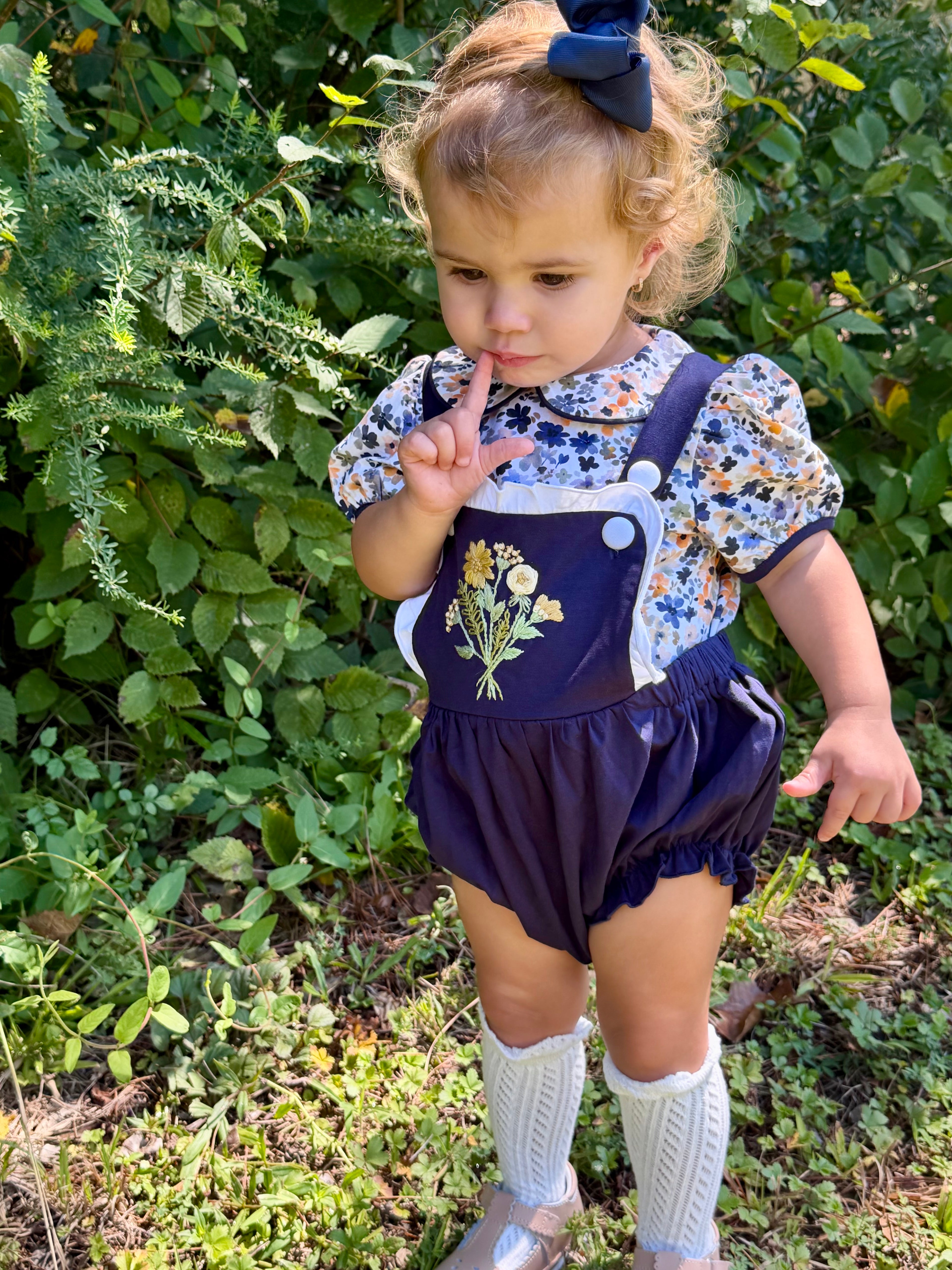 Twilight Petals Hand Embroidered Floral Two-Piece Set