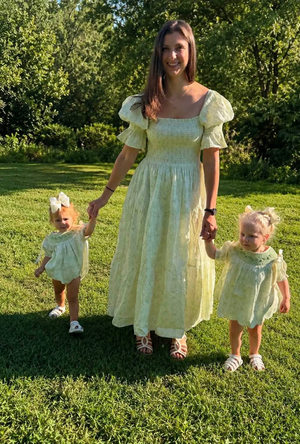 Vintage Garden Grace Sage Women's Smocked Maxi Dress