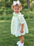 Vintage Garden Grace Sage Bishop Neckline Hand-smocked Diaper Set
