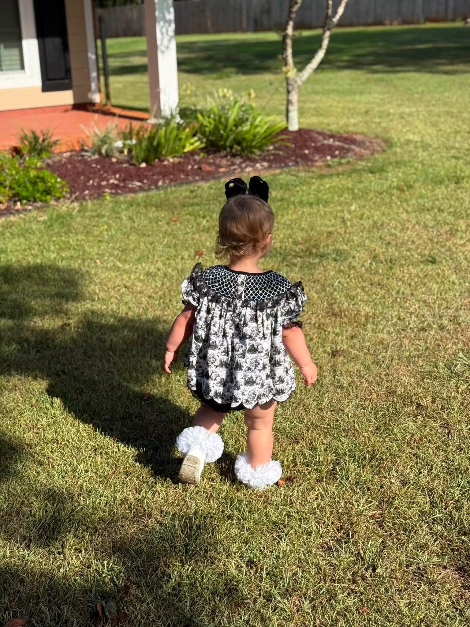 Spooky Season Girls Smocked Halloween Diaper Set