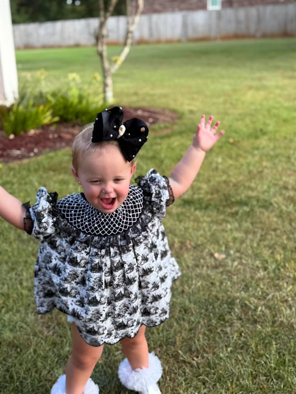 Spooky Season Girls Smocked Halloween Diaper Set