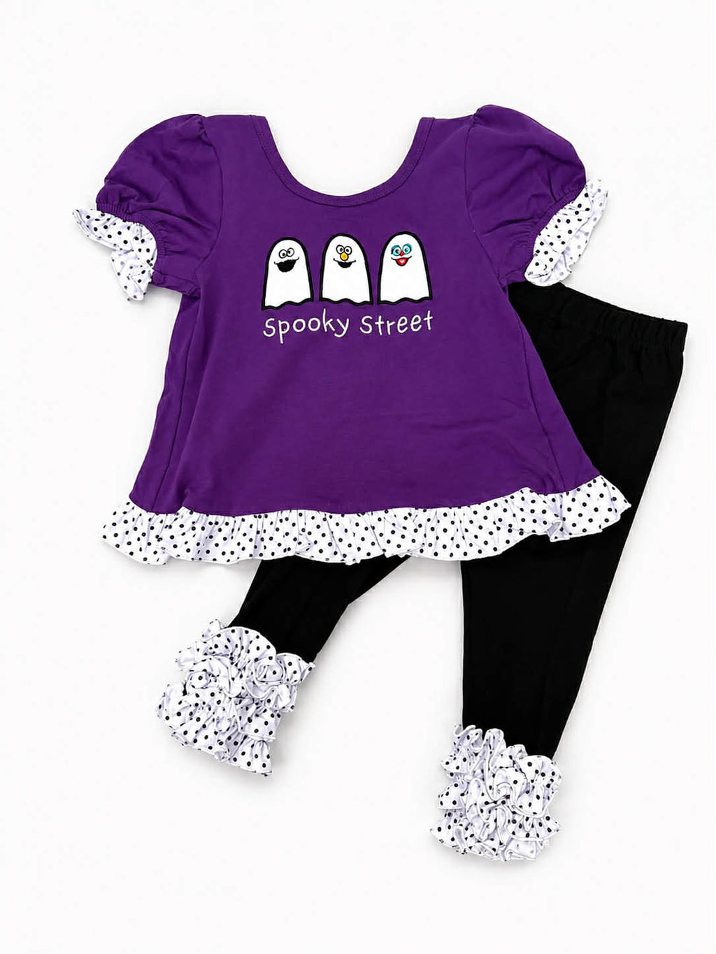 Spooky Street Monster Friends Girls Ruffle Pants Set