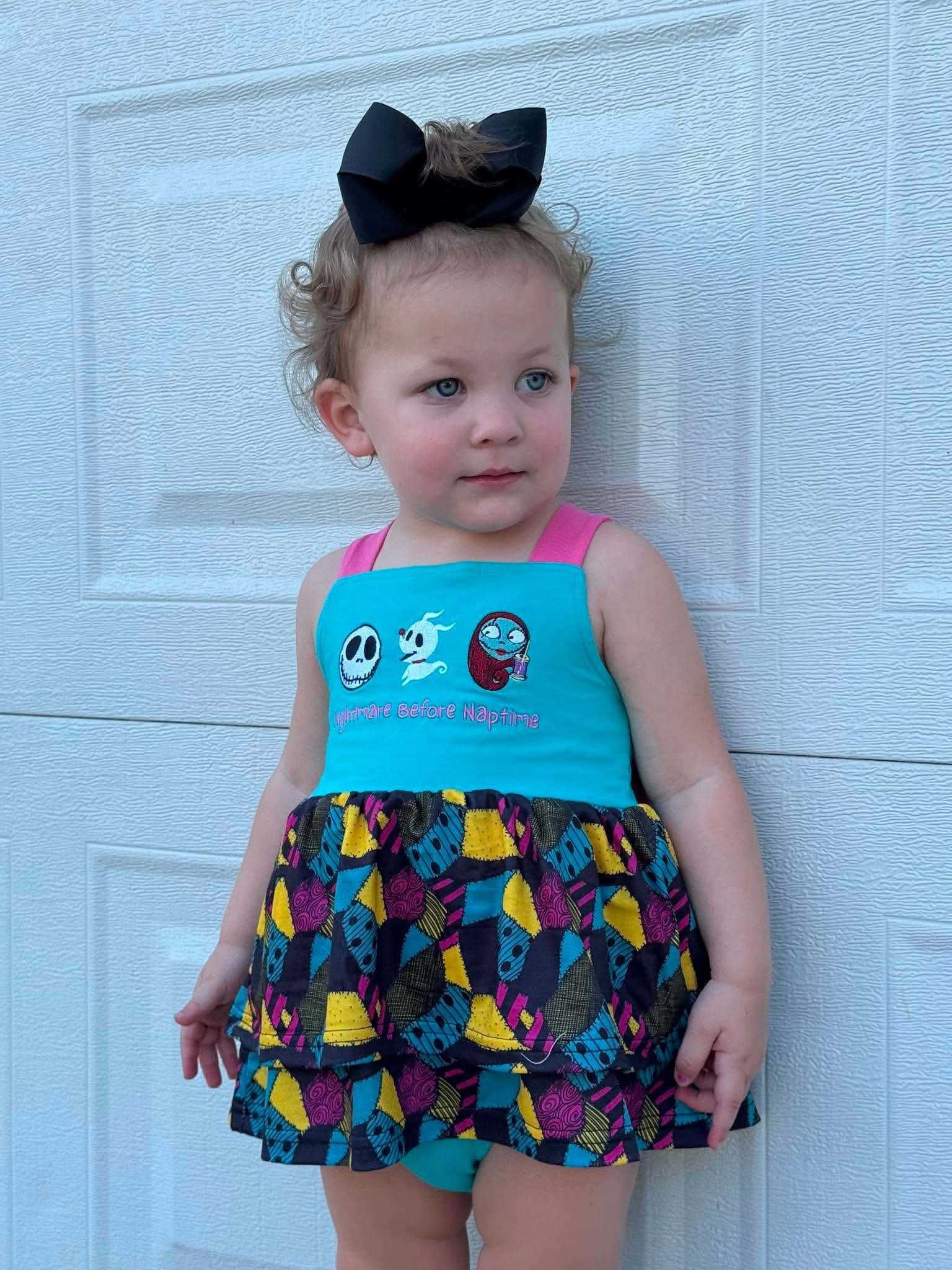 Nightmare Before Naptime Halloween Skirted Bubble Girls Halloween Outfit
