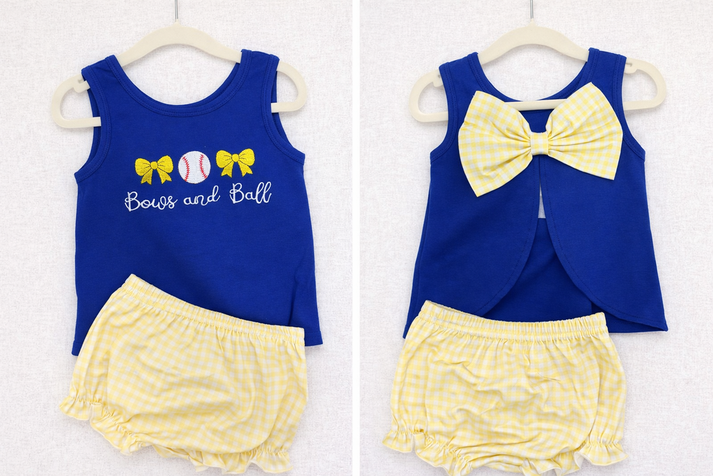 Baseball and Bows Diaper Set