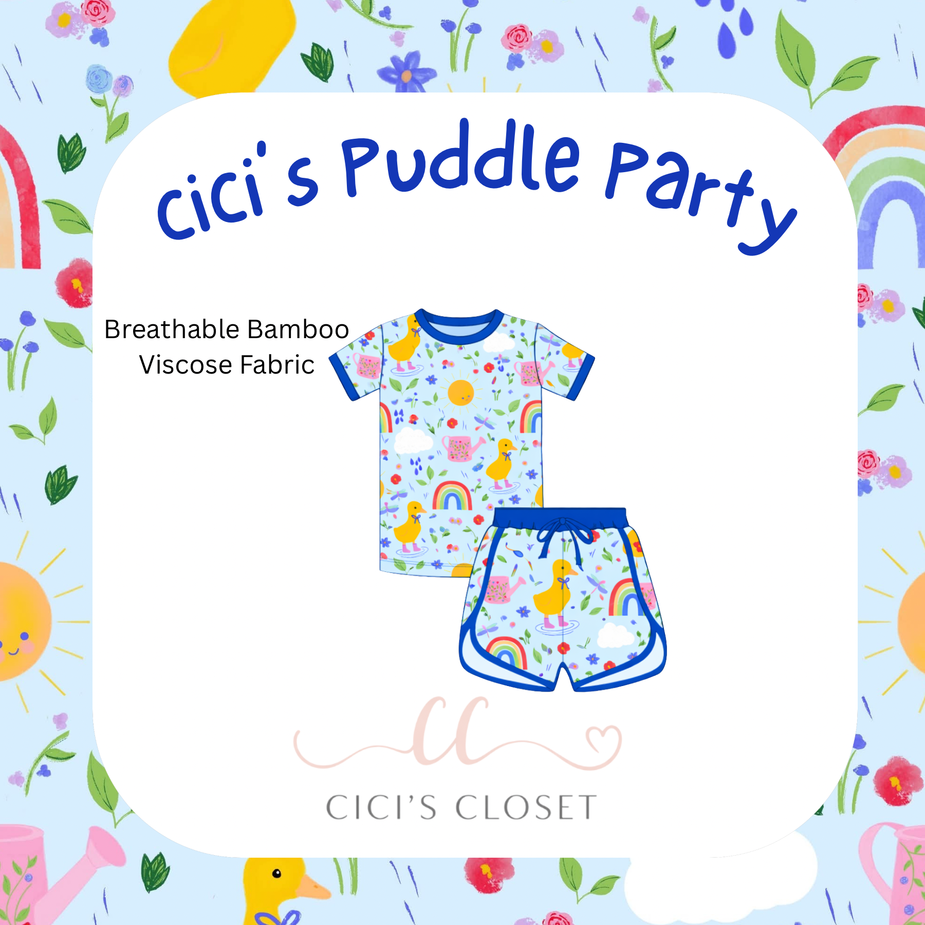Cici's Puddle Party - Bamboo Unisex Raglan Daywear Set - ETA April