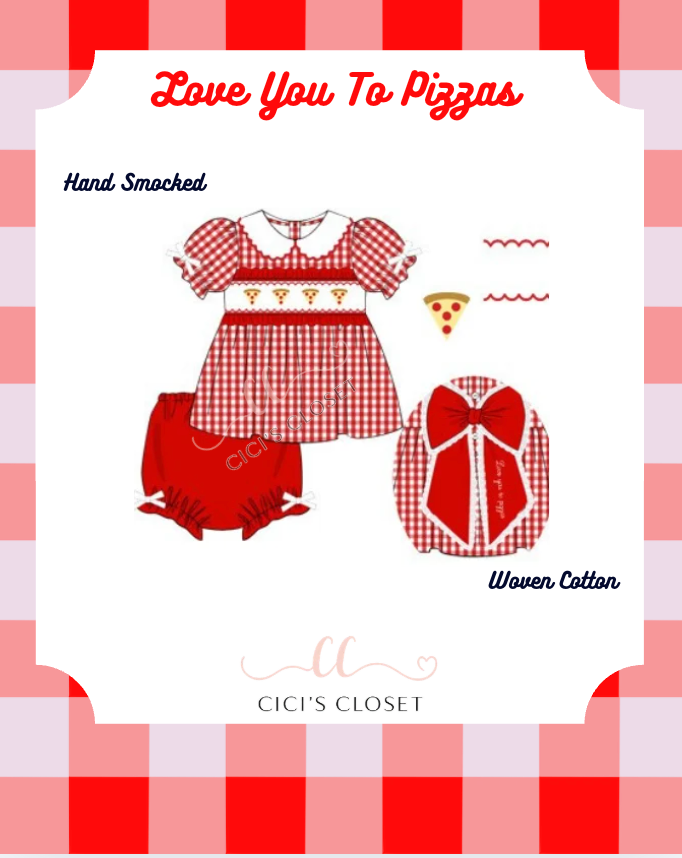 Love you to Pizzas Diaper Cover/Dress ETA DEC