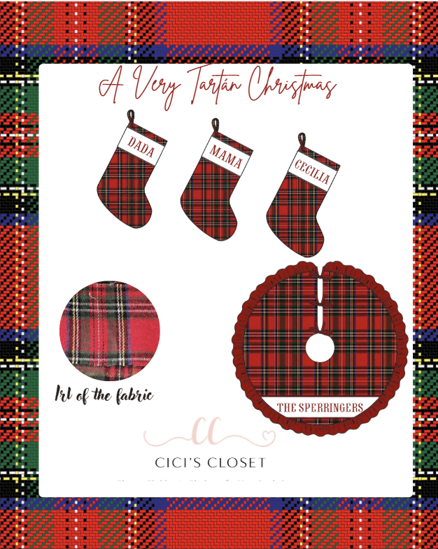 Smocked Tartan Christmas Stockings - ETA November