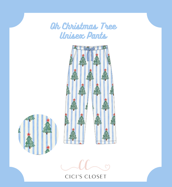 Oh Christmas Tree Blue Family Matching PJS - Pants Only Unisex Style - ETA NOV