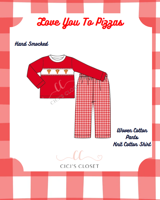 Love You to Pizzas Pants Set - ETA DEC