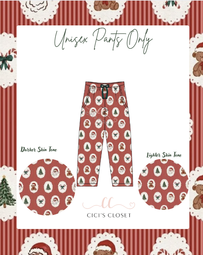 Classic Santa Bamboo Family Matching PJS - Pants Only Unisex Style - ETA OCT